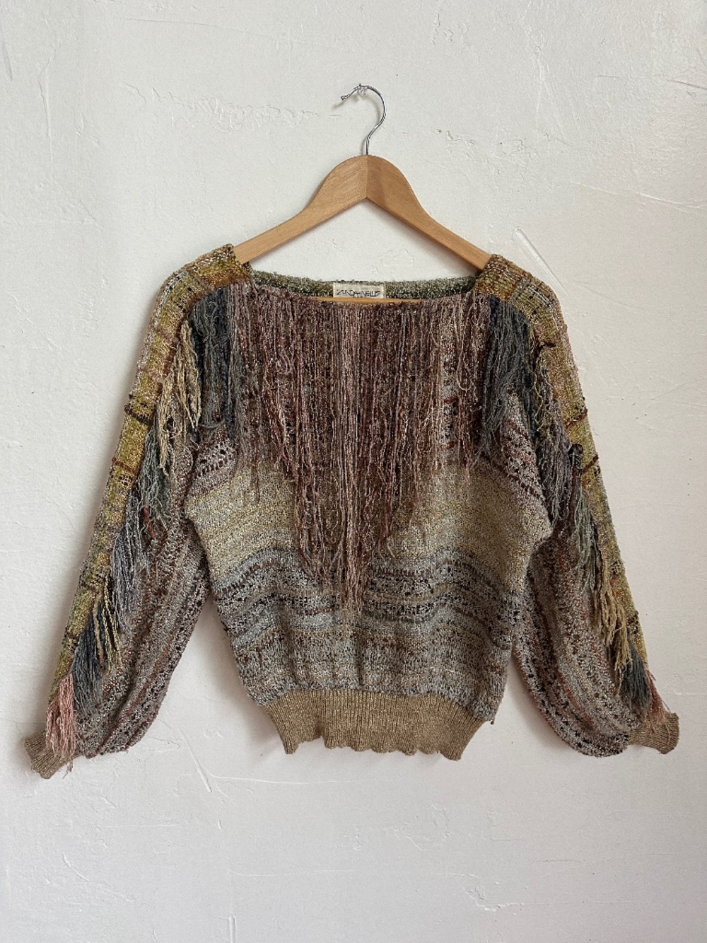 Vintage 1980's Zonda Nellis Hand Woven Earthtone Pullover Small